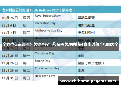 全方位盘点澳洲杯关键赛程与您最需关注的精彩赛事时间全指南大全